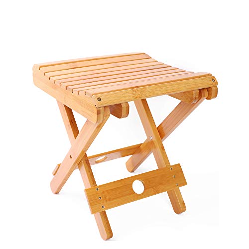 YUHUAWYH Bamboo Small Shower Seat Foldable Little Shower Stool for Shaving Le...