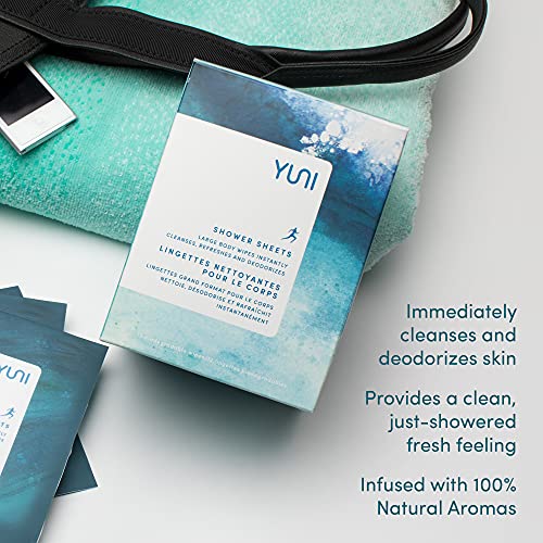 YUNI Beauty Large Body Wipes (Peppermint Citrus, 12 Ct) Showerless Wipes to C...