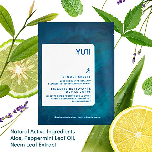 YUNI Beauty Large Body Wipes (Peppermint Citrus, 12 Ct) Showerless Wipes to C...