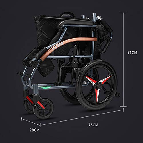 Magnesium Alloy Wheelchair 22lbs Lightweight Portable Travelling Transport Ch...