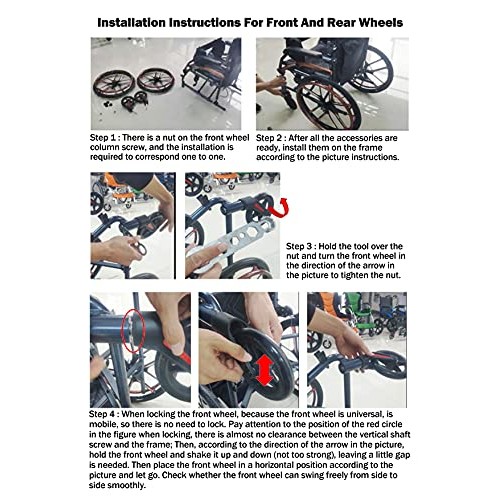 Magnesium Alloy Wheelchair 22lbs Lightweight Portable Travelling Transport Ch...