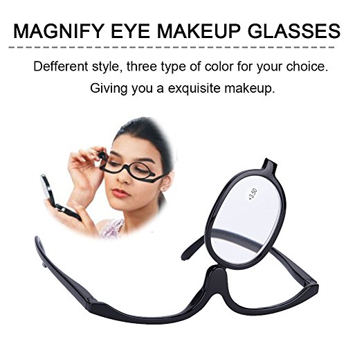 Cosmetic mirror, magnifying eye makeup glasses single lens rotating glasses w...