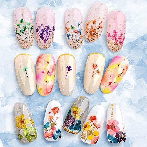 108PCS Dried Flowers for Nail Art - 33 Color Lovely Natural Flower Nail Art, ...