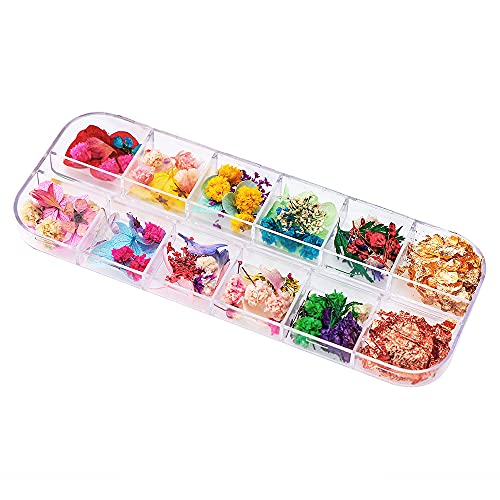 108PCS Dried Flowers for Nail Art - 33 Color Lovely Natural Flower Nail Art, ...