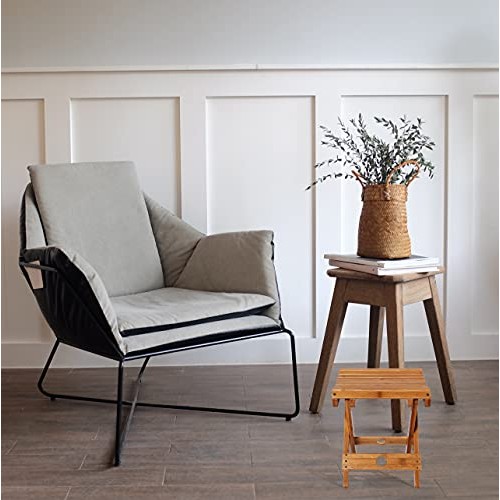 YXLLUX Foldable Bamboo Step Stool, for Home Salon Shaving Shower Set Foot Fis...