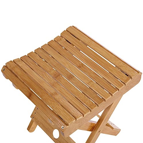 YXLLUX Foldable Bamboo Step Stool, for Home Salon Shaving Shower Set Foot Fis...