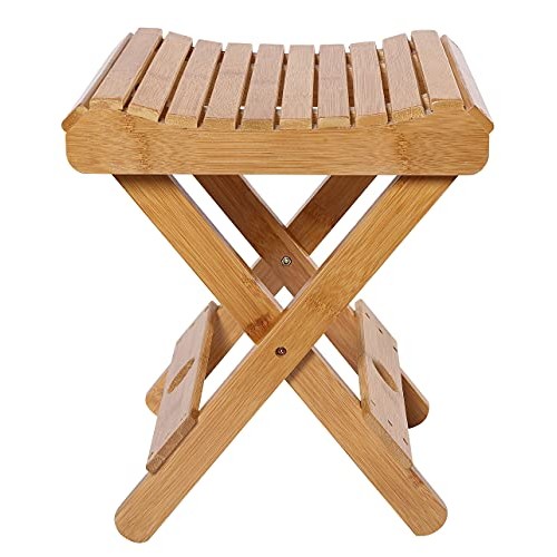 YXLLUX Foldable Bamboo Step Stool, for Home Salon Shaving Shower Set Foot Fis...