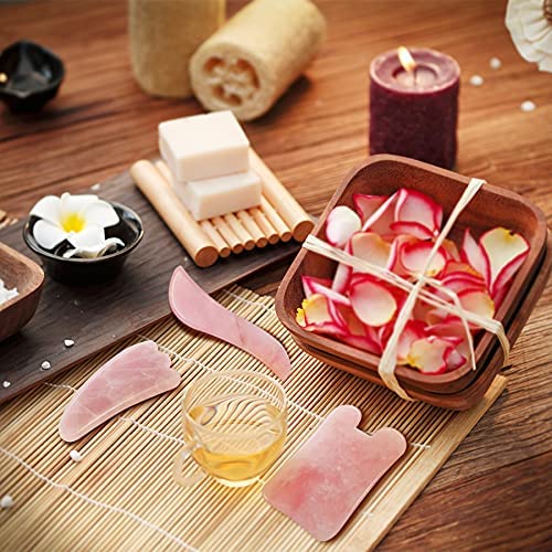 YYZP Gua Sha Tool Set, Natural Rose Quartz Stone Scraping Board, Massage Skin...
