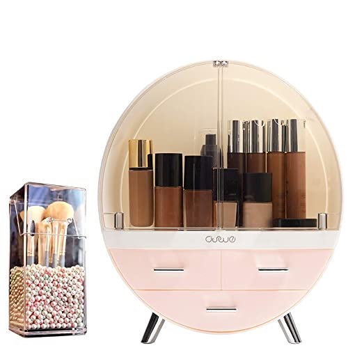 Cosmetic Display Cabinet With Brush Storage Box, Waterproof Cosmetic Storage ...