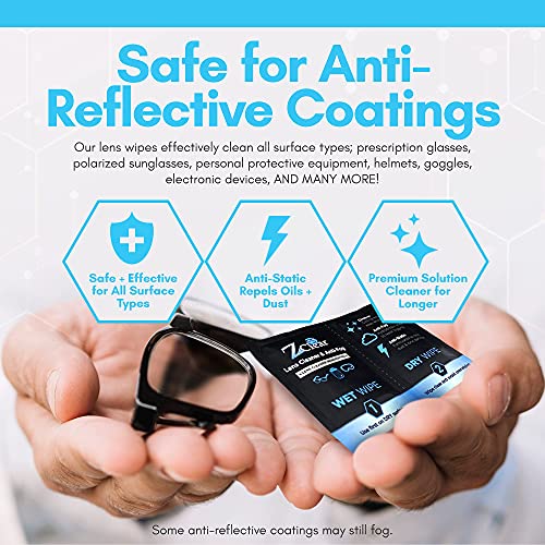 Anti Fog Wipes for Eye & Sunglasses - Easy to Use Wet & Dry Lens Cleaning Wip...