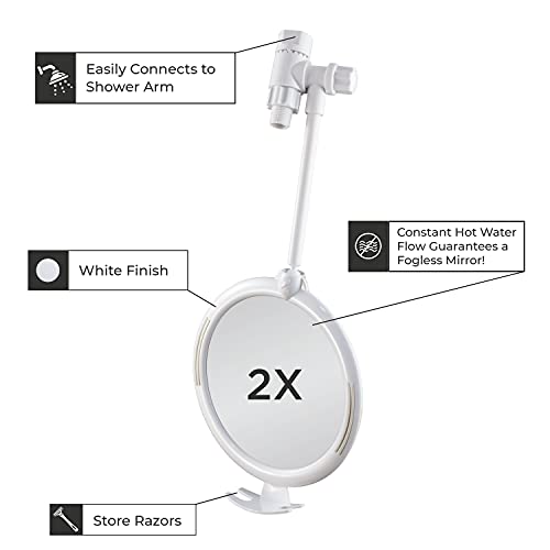 Zadro Telescoping Shower Mirror, Fog Free Shaving & Grooming Mirror 2X Magnif...