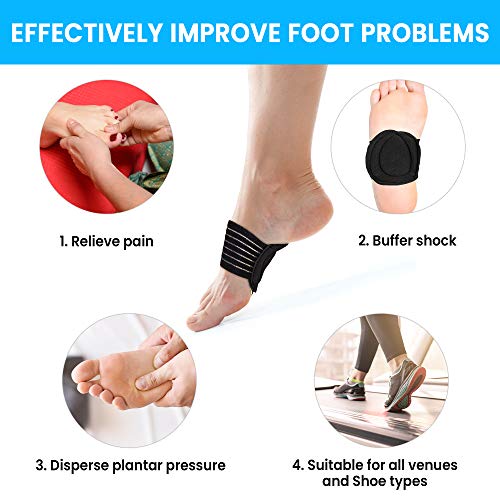 5 Pair Arch Support Brace Compression Cushioned Support Sleeves, Plantar Fasc...