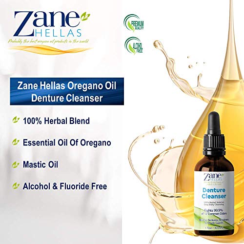 Zane Hellas Denture Cleaner. Oregano Oil Power. Ideal for Dentures, Retainers...