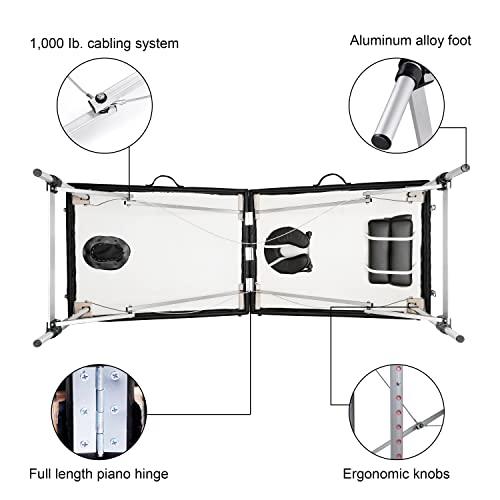 Professional Portable Memory Foam Massage Table, 3D Embossed Table Top - Incl...