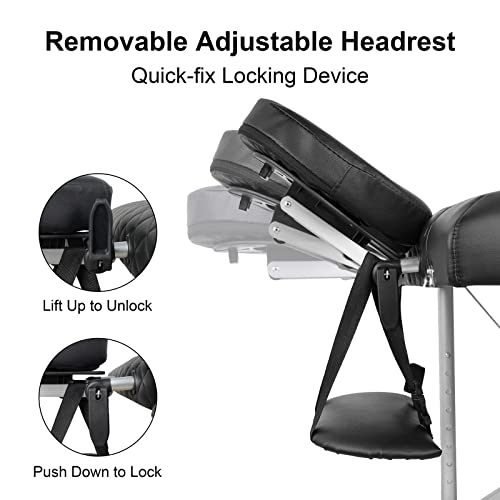 Professional Portable Memory Foam Massage Table, 3D Embossed Table Top - Incl...