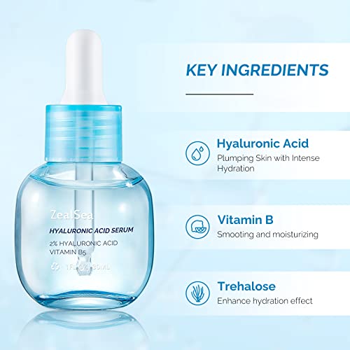 Hyaluronic Acid Serum for Face, with 2% Pure Hyaluronic Acid and Vitamin B5, ...