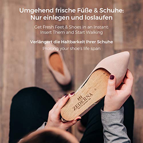 Zederna Cedar Wood Shoe Insoles for Men & Women, 3 Pairs of Foot Odor Elimina...