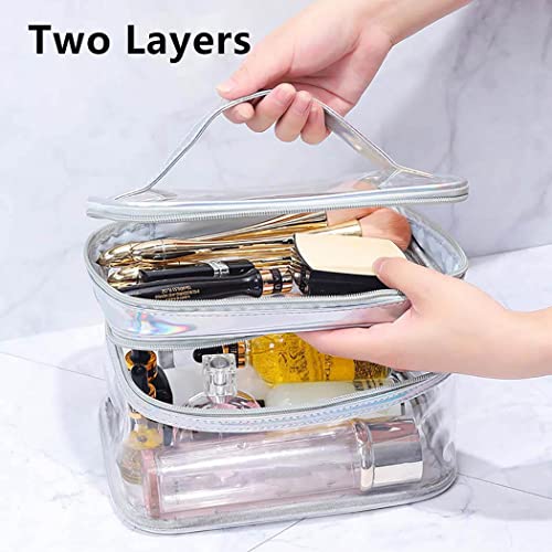 Zeelina Large Clear Tote Bag Double Layer Transparent Makeup Bag Travel Work ...