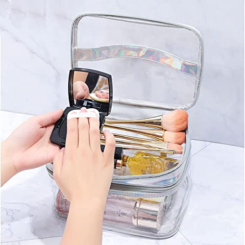 Zeelina Large Clear Tote Bag Double Layer Transparent Makeup Bag Travel Work ...