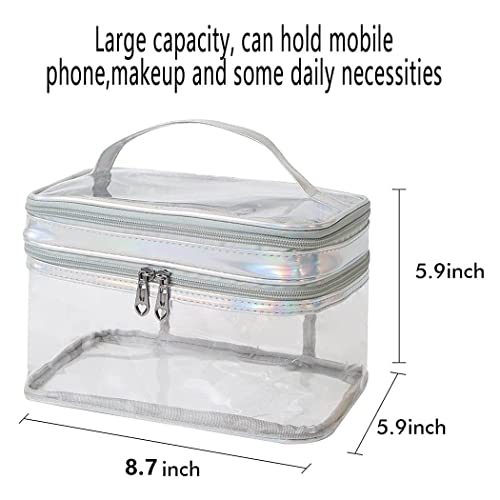 Zeelina Large Clear Tote Bag Double Layer Transparent Makeup Bag Travel Work ...