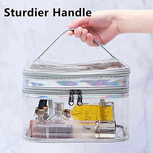 Zeelina Large Clear Tote Bag Double Layer Transparent Makeup Bag Travel Work ...