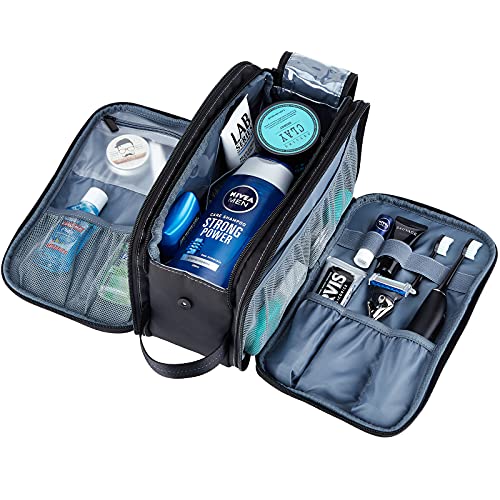 ZEEMO Toiletry Bag for Men, Extra Large Water-resistant Dopp Kit with Double ...