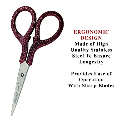 Zeepk Small Scissors - 4" Stainless Steel Sharp Straight Blade Multi-Purpose ...