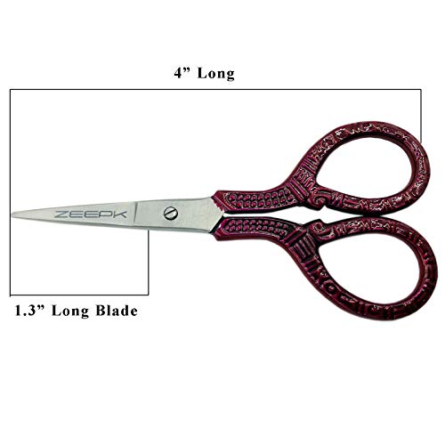 Zeepk Small Scissors - 4" Stainless Steel Sharp Straight Blade Multi-Purpose ...