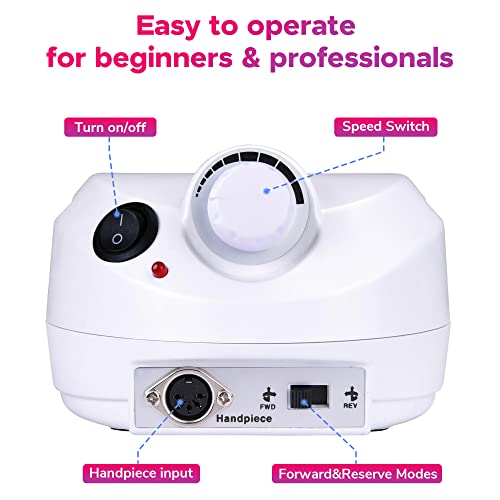 Electric Nail Drill Machine Professional Manicure Pedicure File Nail Drill Se...