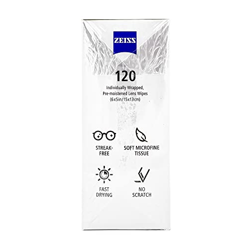 Carl Zeiss Lens Wipes 120 Ct - Individually Wrapped Camera, Glasses Wipes - E...