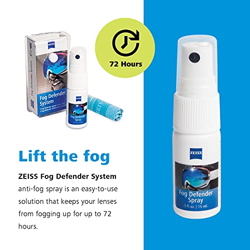 ZEISS Fog Defender System Anti-Fog Spray for Glasses – 1 Spray Bottle and 1 M...