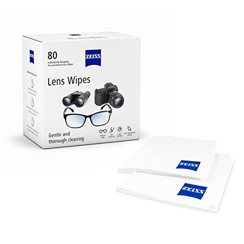 ZEISS Lens Wipes for Eyeglasses 80ct with Two Jumbo Reusable Microfiber Lens ...