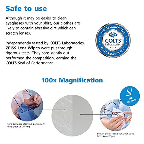 Zeiss Pre-Moistened Lens Cleaning Wipes, 6 x 5-Inches, 200 count