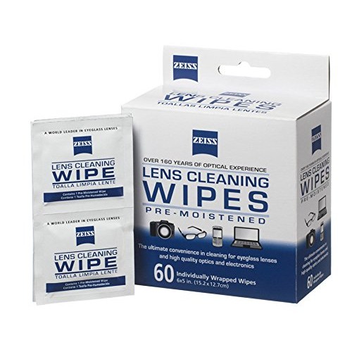 Zeiss Pre-Moistened Lens Cleaning Wipes, 6 x 5-Inches, 60 count