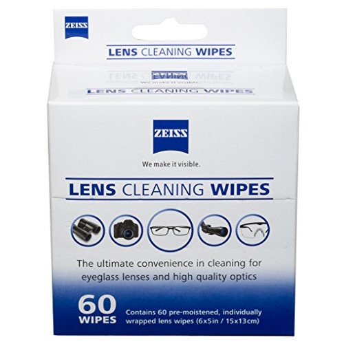 Zeiss Pre-Moistened Lens Cleaning Wipes, 6 x 5-Inches, 60 count