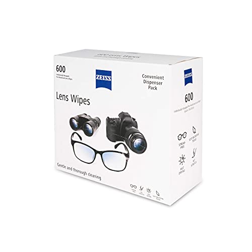 Zeiss Pre-Moistened Lens Cleaning Wipes, 6 x 5-Inches, 600 count