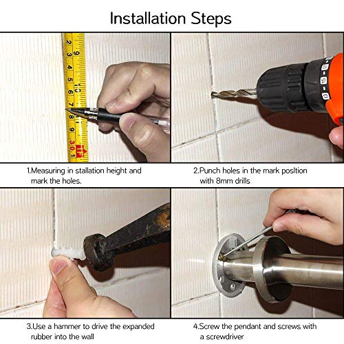 Handicap Grab Bars Rails 30-Inch Toilet Handrails Bathroom Safety Bar Hand Su...