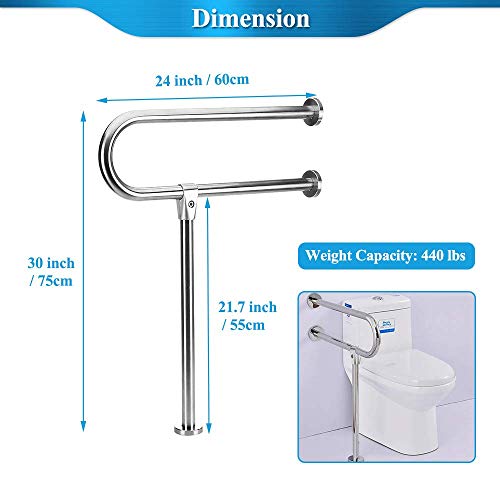Handicap Rails Grab Bars Bathroom Toilet Rail Support for Elderly Bariatric D...