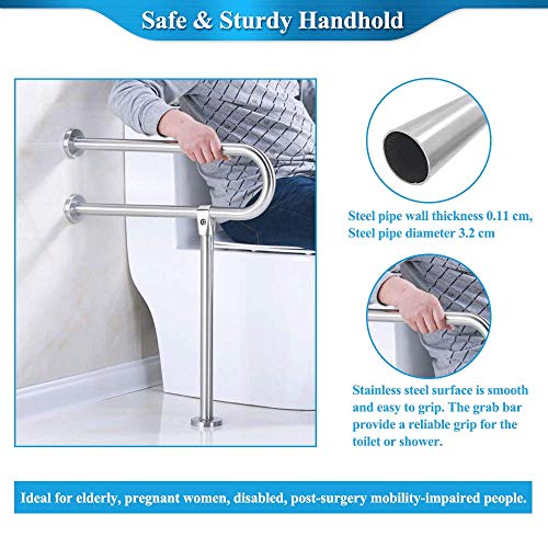 Handicap Rails Grab Bars Bathroom Toilet Rail Support for Elderly Bariatric D...