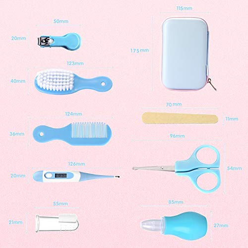 Baby Grooming Kit, 8 in 1 Baby Hair Brush/Nail Clipper/Nose Cleaner/Finger To...