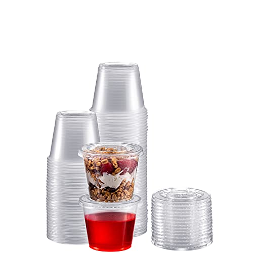 Zeml Portion Cups with Lids (5.5 Ounces, 100 Pack) | Disposable Plastic Cups ...