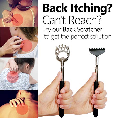 2 Pack Portable Extendable Back Scratcher for Men - Metal Telescoping Back Sc...