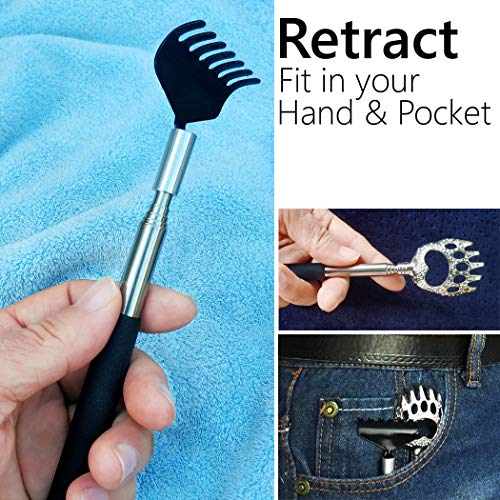2 Pack Portable Extendable Back Scratcher for Men - Metal Telescoping Back Sc...