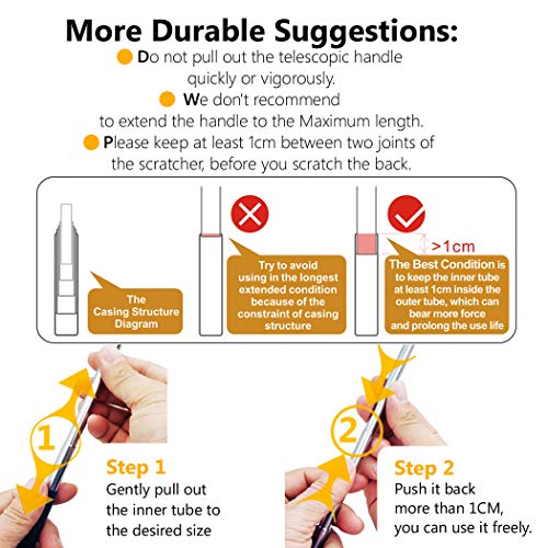 2 Pack Portable Extendable Back Scratcher for Men - Metal Telescoping Back Sc...