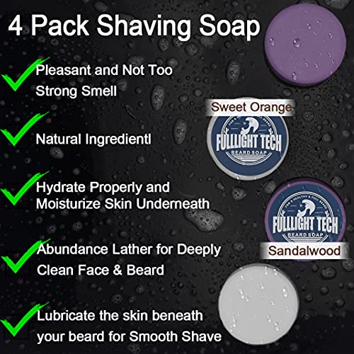 4 Packs Shaving Soap w/Shaving Bowl,Shaving Brush,Shaving Cream,Unqiue Men's ...