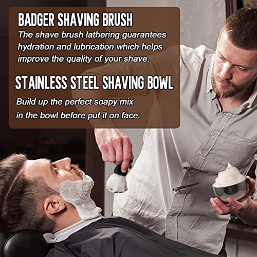4 Packs Shaving Soap w/Shaving Bowl,Shaving Brush,Shaving Cream,Unqiue Men's ...
