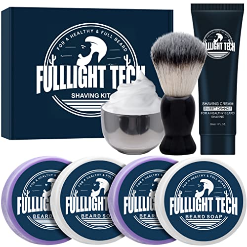 4 Packs Shaving Soap w/Shaving Bowl,Shaving Brush,Shaving Cream,Unqiue Men's ...
