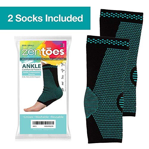 ZenToes Ankle Brace Compression Socks, Pair, Open Toe Sleeves Help Reduce Swe...