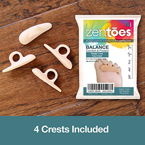 ZenToes Hammer Toe Straightener and Corrector 4 Pack Crests Relieve Foot Pain...