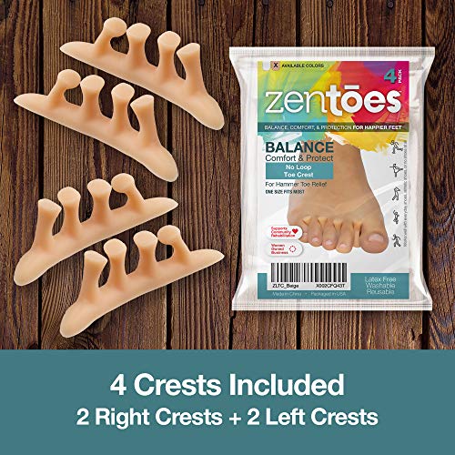 ZenToes Hammer Toe Straightener Crest with No Loop 4 Count Gel Spacer Splint ...